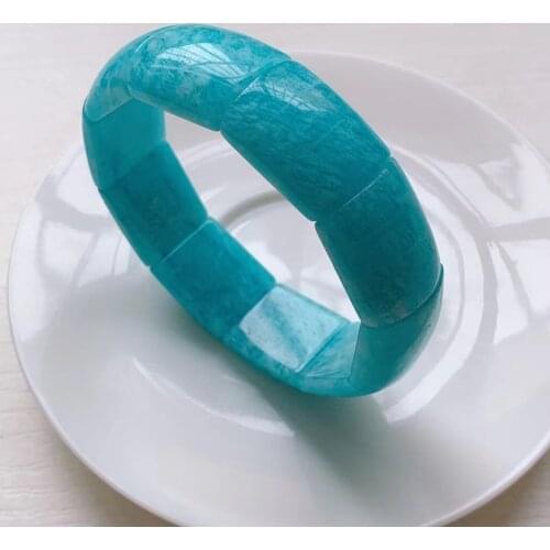 Mozambique Natural Green Amazonite Quartz Gemstone Bracelet 16.9x7.2mm Clear Rectangle Beads Women Men Amazonite AAAAA