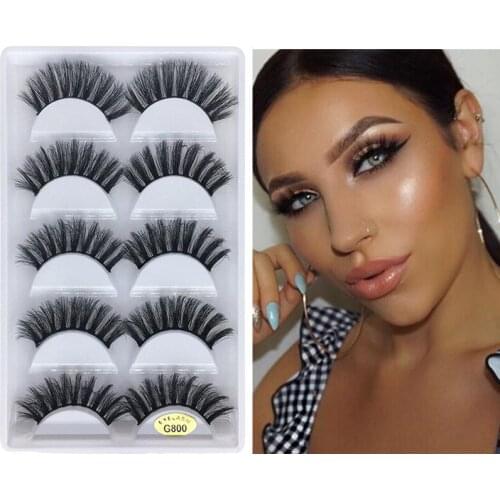 5 Pairs/Box 3d Mink lashes 100% Thick real mink false eyelashes natural for Beauty Makeup Extension fake Eyelashes false lashes