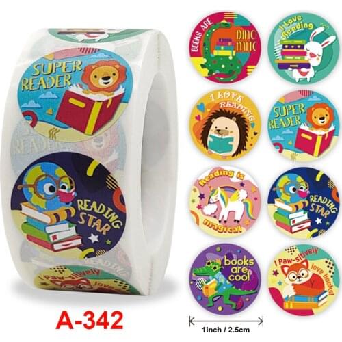 500 Pcs/roll Cute Panda Dogs Pig Cat Rabbit Reward Stickers for Kids for School Reward Students Teachers Animals Stickers Labels