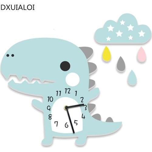 Cloud wall clock Sawu dinosaur wall clock, kindergarten wall clock living room stereo sound silent clock Childrens room decor