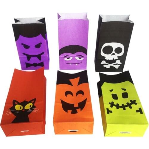 New 2021 Halloween Candy Bag Zombies Skull Black Cat Paper Candy Bag Kids Favor Halloween Decor Trick or Treat Candy Box