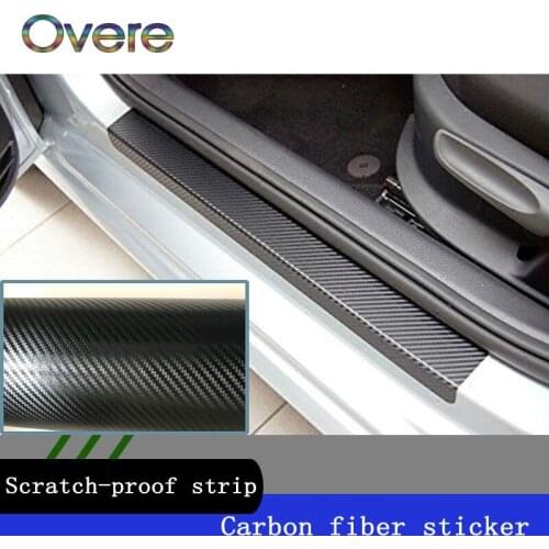 Overe Car Door Plate Stickers Carbon Fiber Anti Scratch Decal For VW Golf 4 7 5 MK4 Mazda 6 cx-5 Peugeot 206 207 208 508 Tiguan