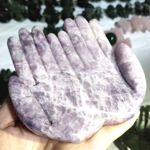 9-11cm Hand Figurine Natural stones and crystals hand statue Kunzite for home decoration