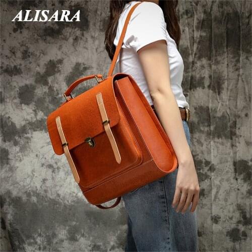 Yellow brown Backpack Leather For Women or men,Japan Korea popular style,Leather Anniversary Gifts Women fashion travel bag