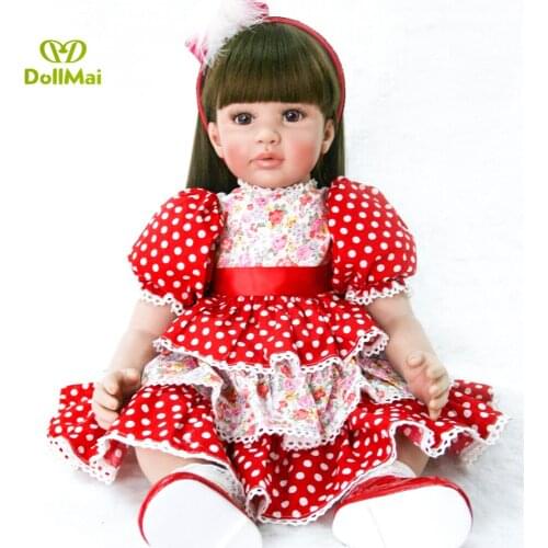 60cm Silicone Reborn Girl Baby Doll Toys Vinyl red Princess Toddler Babies Dolls child Birthday Gift doll Bebes reborn realista