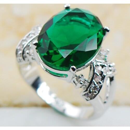 Simulated Emerald 925 Sterling Silver Top Quality Fancy Jewelry wedding Ring Size 6 7 8 9 10 11 F1139