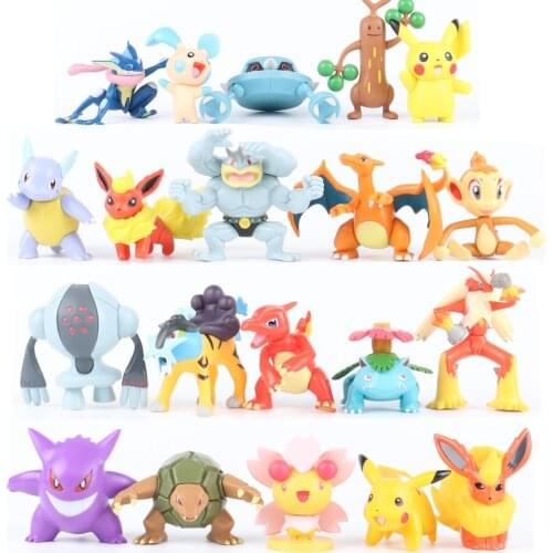 TOMY Genuine Pokemon Figure PVC Toy Model Ornaments Pokemon Pikachu Gengar Anime Cartoon Doll 6-10cm Child Birthday Gift