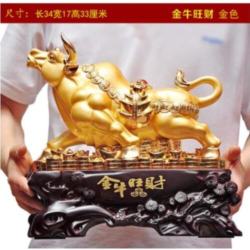 GOLDEN BULLS HANDICRAFT OX FENGSHUI BUFFALO HOME DECORATION TV CABINET RELOCATION GIFTS HOME STATUES