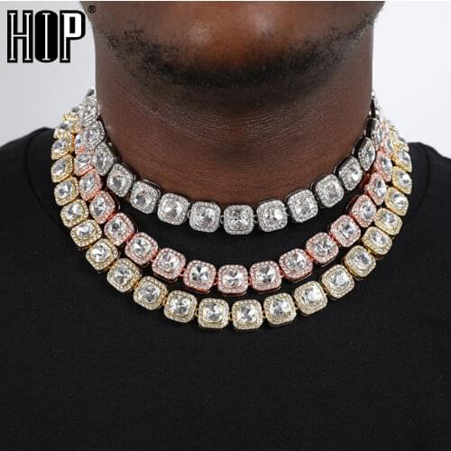 Hip Hop 12 MM Micro Pave Prong Cubic Zircon 1 Row Alloy Tennis Chain Bracelet Necklace Bling Mens For Men Women Jewelry