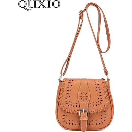 Vintage Woman Messenger Bags Casual Woman PU Leather Shoulder Bags Hollow Out Handbags Women Shell Bag Bolsa Feminina WW176Z