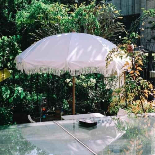 High-End Balcony House Home Outdoor Sunshade Outdoor Garden Cotton Tassel Lace Casual Sun-Proof Patio Umbrella