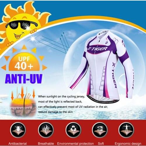 Womens Cycling Long-Sleeved Jersey with Large Pocket Breathable Cycling Shirt for Riding Cycling Running