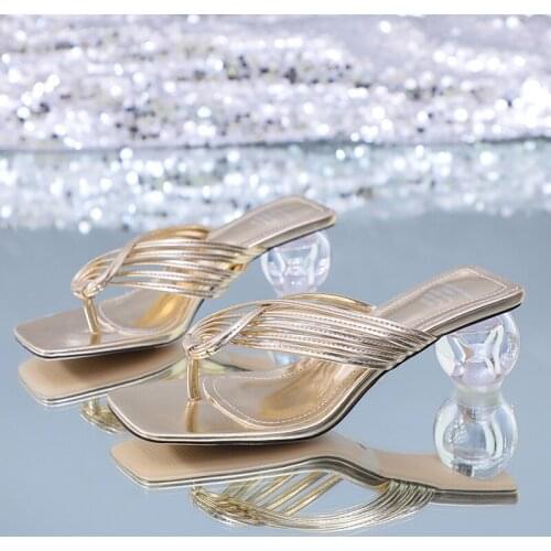 2021 Sexy Ladies Shoes Slides High Heels Crystal Slippers Women Shoes Mules Summer Fashion Slipper Zapatillas Mujer Large Size