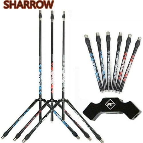 1Set Archery Carbon Stabilizer Set Balance System V Bar Lond Side Rod Dampener For Bow Shooting Practice Training Accessories
