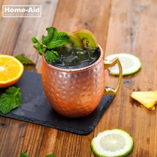 1 Piece 550ml Perfect Hammered Moscow Mule Mug Drum- Copper Plated Beer Cup Coffee Cup Stainless Steel-Copper Plated Cup