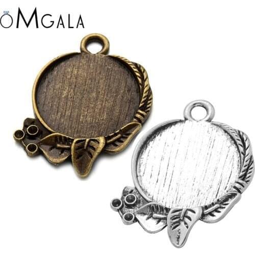 10pcs/lot 20mm Round Cabochon Cameo Flower Necklace Pendant Charm Base Tray Bezel Blank DIY Jewelry Making Crafts Findings