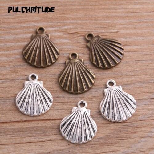 10pcs 16*20mm Two Color Metal Zinc Alloy Shell Charms Fit Jewelry Medical Plant Pendant Charms Makings