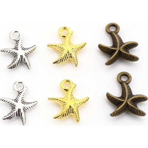 16x13mm 20pcs Antique Silver Plated Bronze and Gold Colors Plated Starfish Handmade Charms Pendant:DIY for bracelet necklace