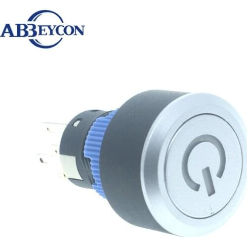 2228Z waterproof 22mm start power illumination,latching plastic pushbutton power switch with LED symbol