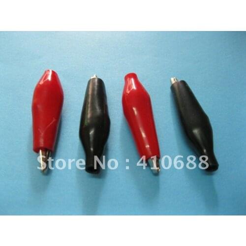 24 Pcs Per Lot Red & Black 2 Color Alligator Clip Connector with Boot Clamp 27mm Small-sized S HIGH Quality HOT Sale