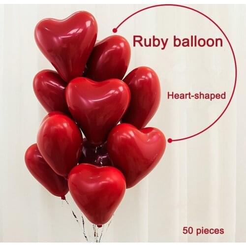 50Pcs 10-inch Double-layer Love Heart Latex Balloon Birthday Party Stage Decoration Layout Wedding Room Background Red Balloons