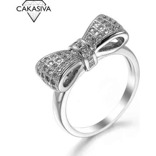 Bow knot Anniversary Cubic Zirconia Rings 925 Sterling Silver Rings for Women Silver 925 Jewelry Fine Jewelry