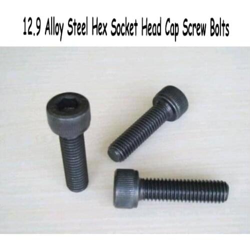 Free Shipping 50pcs/Lot Metric Thread DIN912 M4x20 mm M4*20 mm Black Grade 12.9 Alloy Steel Hex Socket Head Cap Screw Bolts