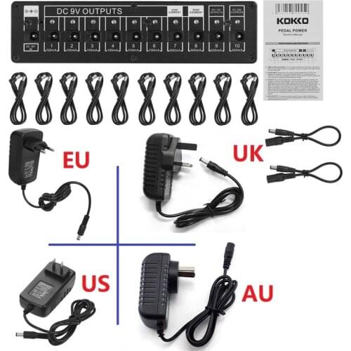 KOKKO Electric Guitar Effects Pedal Board Power Supply 10Ways Isolated Outputs DC power cable Guitar Part Accessories