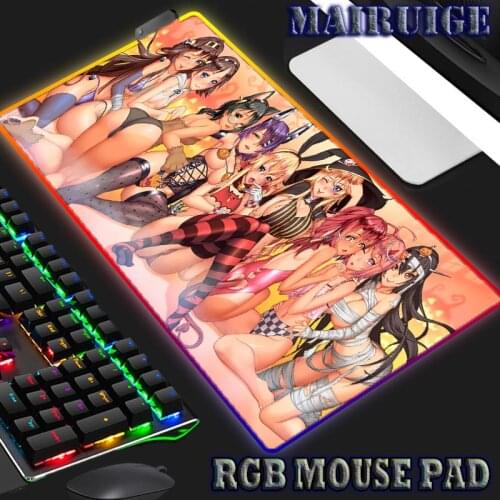 Rem Large LED RGB Light Mouse Pad Sexy Anime Mousepad Computer Gaming Accessories Waterproof Multi-size Mouse Pad Gamer Play Mat