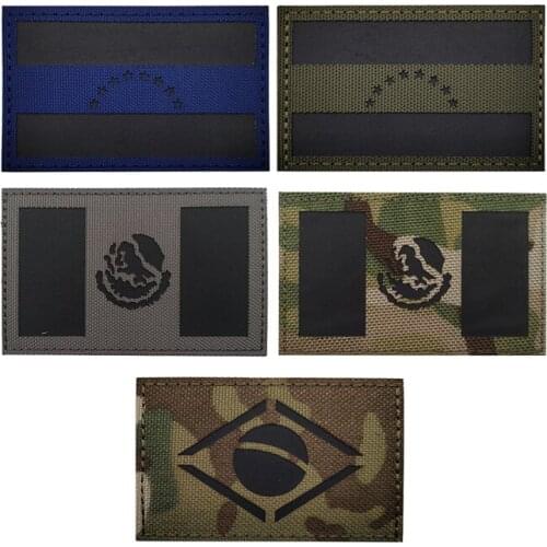 Brazil Mexico Venezuela IR Flag Reflective Patch National Tactical Military Combat Badges Glow In Dark Armband For Clothes Vest