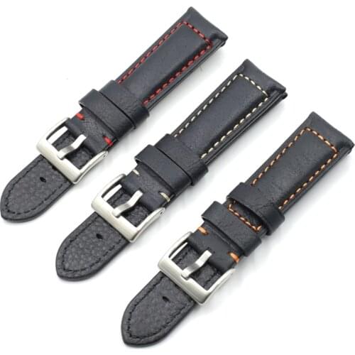 Onthelevel Vintage Watch Band 20mm 22mm Rugged Retro Leather Watch Strap Replacement Bracelet With Stainless Steel Buckle #E