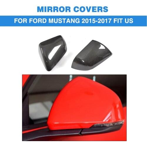 Carbon Fiber Rear View Mirror Covers Side Wings Caps Car Sticker for Ford Mustang GT Coupe 2 Door 2015-2017 Fit US
