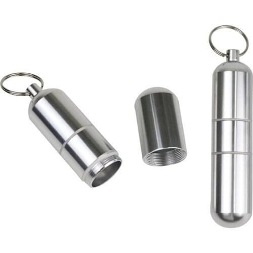 Silver Aluminum Alloy Cigarette Case Waterproof Cigarette Case Portable Pill Toothpick Capsule Box with Keychain Men’s Gift