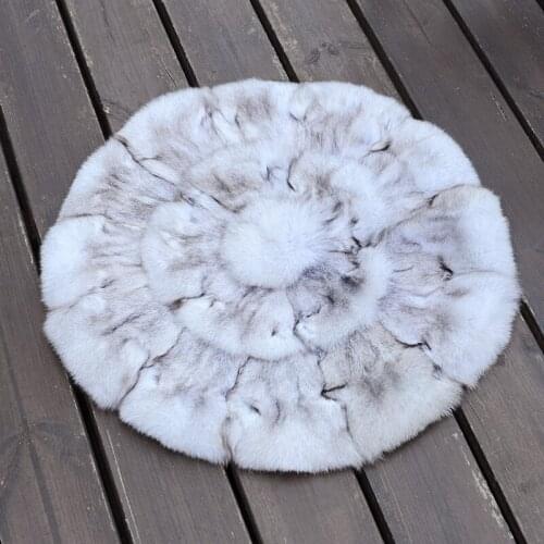 CX-D-35B New Product Blue Fox Fur Sofa Floor Car Real Fur Winter Warm Round Cushion