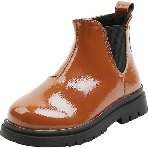 Children Boy Boots Kid Sneaker Patent Leather Boots for Girl Rubber Anti Slip Snow Boot Fashion Autumn Winter Shoes Toddler Bota