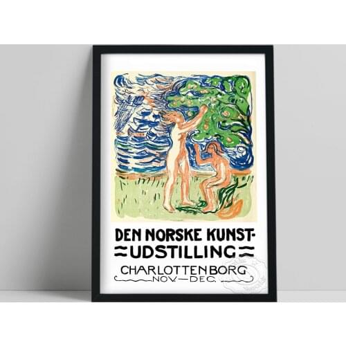 Edvard Munch Prints, Munch Norwegian Exhibition Charlottenborg Advert Poster, German Expressionism Wall Art, Vintage Wall Decor
