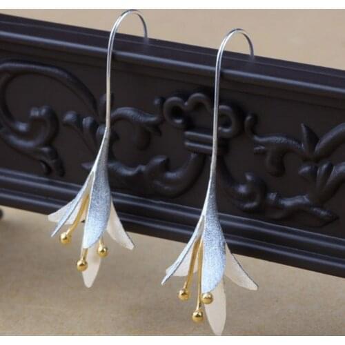 Elegant Long Flower Earrings For Women New Design Lovely Girls Christmas Gift Statement Jewelry Party Accessories