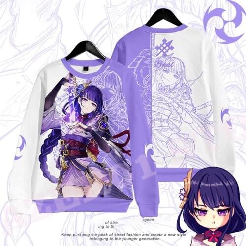 Genshin Impact Raiden Shogun 3D Print Fashion Fall Winer Suit Hoodies Sportswear Hooded Youthful Kawaii Women/Men The hooded