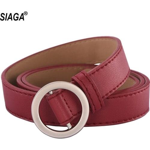 Good Quality PU Leather Round Slide Buckle Female Decorative Waist Belts for Women Ladies Leisure Accessories FCO173