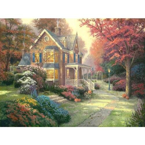 Painting By Numbers DIY Dropshipping 50x65 60x75cm Exquisite Forest Villa Landscape Canvas Wedding Decoration Art picture Gift