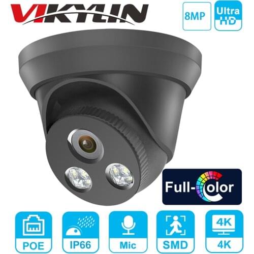 Hikvision Compatible IP Camera 8MP 4K Dome PoE Daytime Night Full Color 5MP 1080P ColorVu Build-in MIC Onvif IP66 Balck Metal