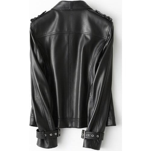 New 2020 Genuine Leather Jacket Women Motorcycle Natural Sheepskin Coat Female Autumn Short Real Leather Jackets 69052 s