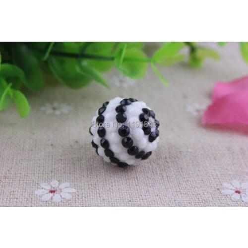 Kwoi vita 20mm 100pcs/lot black/white Strips Color Chunky Resin solid Rhinestone Beads Ball for Kids Girls Jewelry Making
