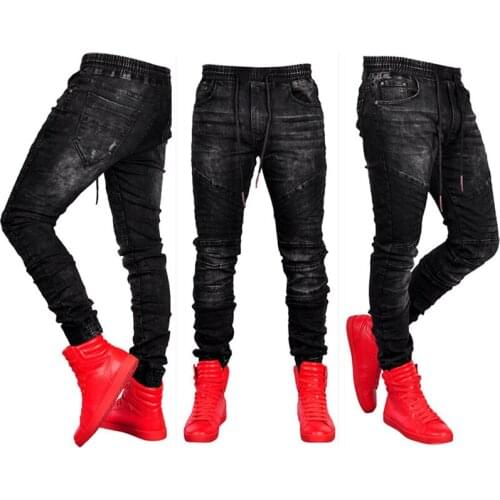 Cool Designer Brand Mens Fashion Trends Jeans Straight Denim Trouers Classic Style Patchwork Pants Elastic Waistband Slim Jeans