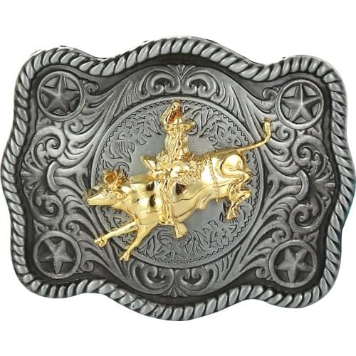 American Western Cowboy Zinc Alloy Bull Riding Personalized Mens Belt Buckle