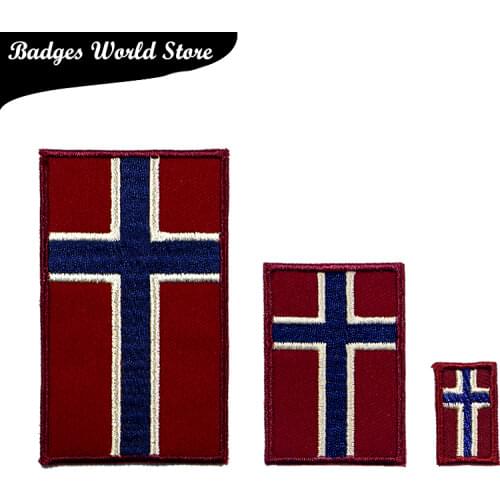 Set of sales Big, medium and small Norway flag icon Decorative Patch Pattern Embroidered Applique Patch For DIY Iron on Badges