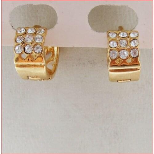 NEW YELLOW GOLD GP SOLID FILL CZ STONE HUGGIE EARRING DIAMETER 11MM /GREAT GIFT