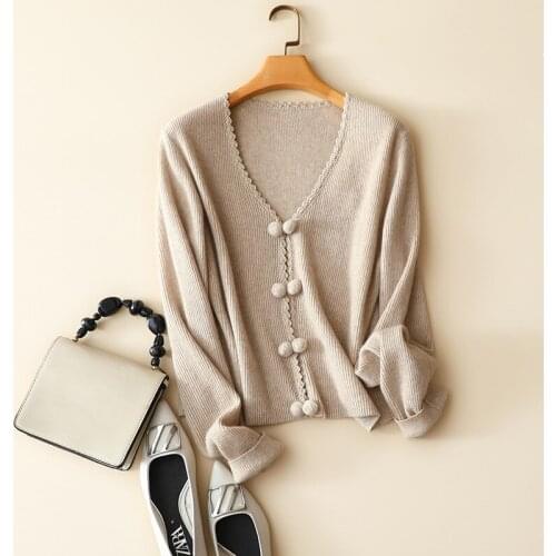 2020 autumn new styles 100% cashmere buttons cardigan women fashion v neck casual outerwear
