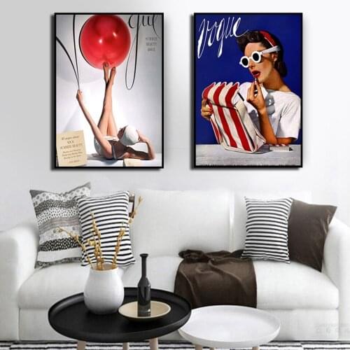 Vogue Bazaar Posters Canvas Painting Vintage Fashion Magazine Cover Wall Art Print Pictures For Living Room Modern Home Decor