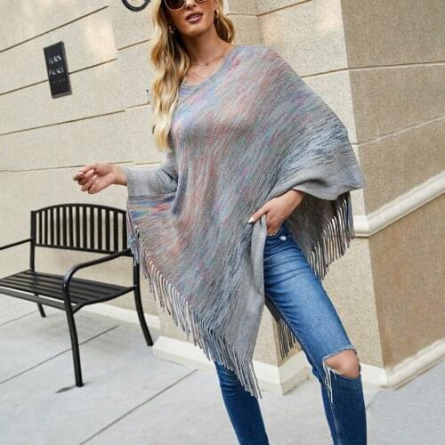 Cloak coat sweater knitted womens sweater womens casual blouse Street coat fashionable and elegant womens knitted clothing